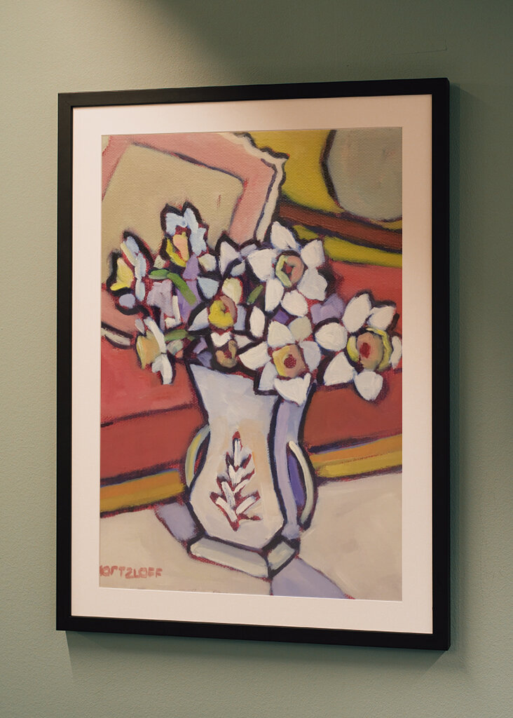 A Vase Of White And Yellow Flowers