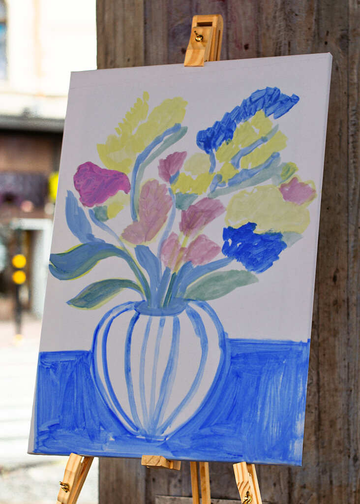 Potted Florals with strippes