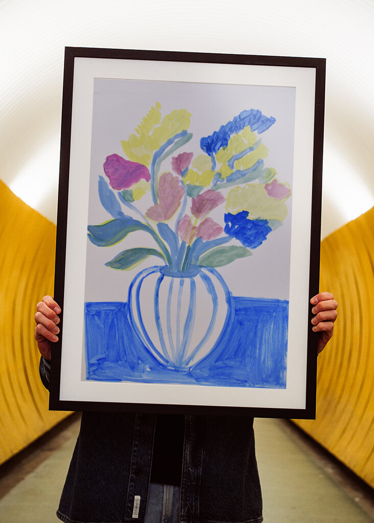 Potted Florals with strippes