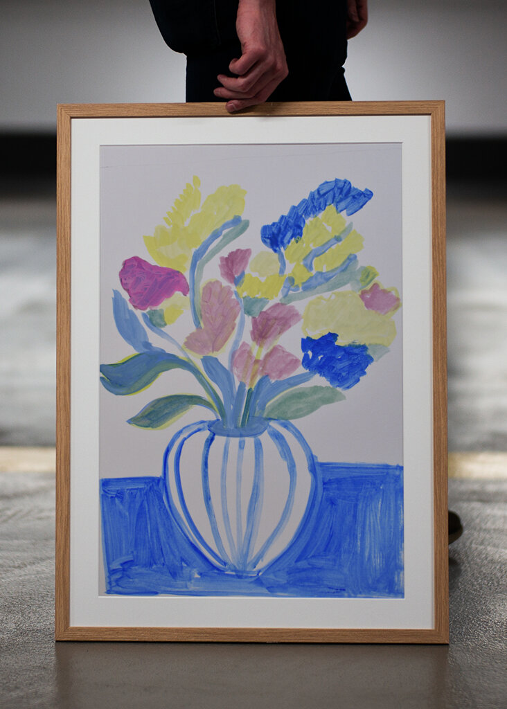 Potted Florals with strippes