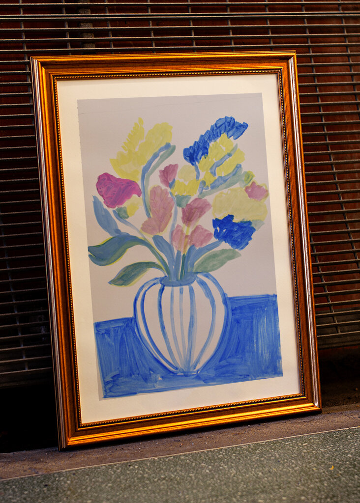 Potted Florals with strippes