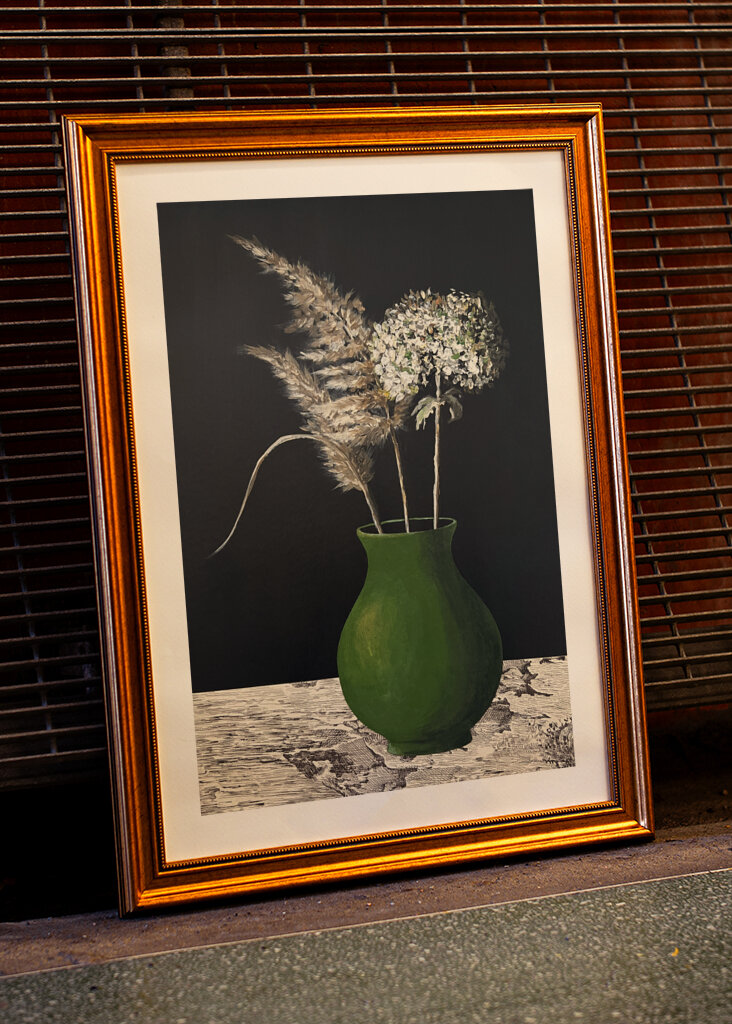 Echo of Summer in a Green Vase