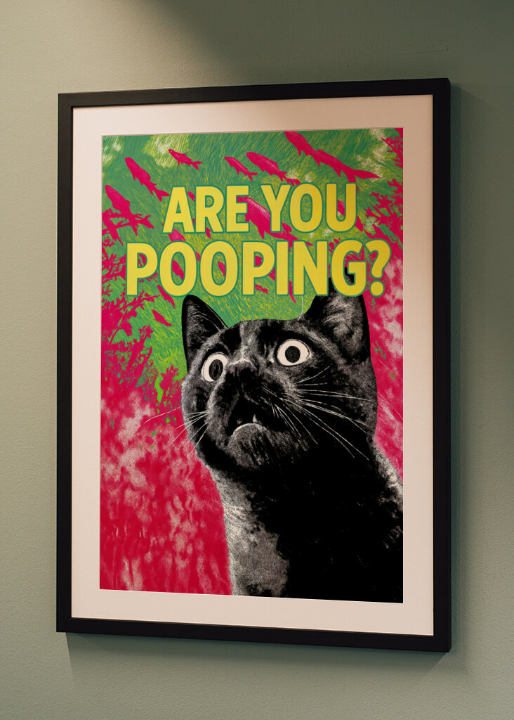 Förvånad katt: Bajsar du