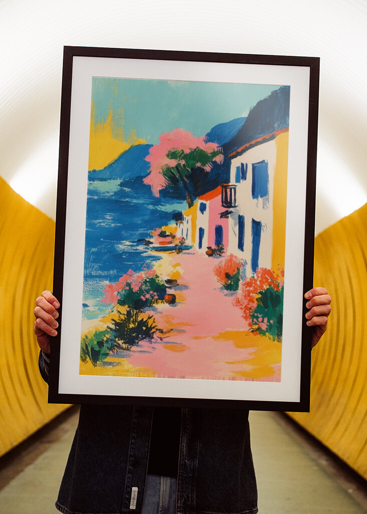 Färgglad kustby retro