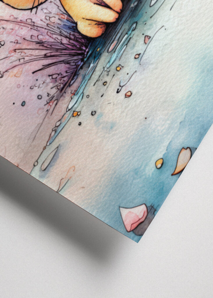 Akvarell macska a virágok között