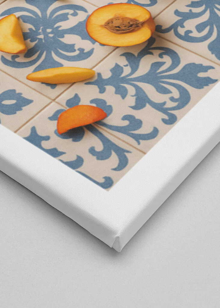 Peaches on Blue Tiles