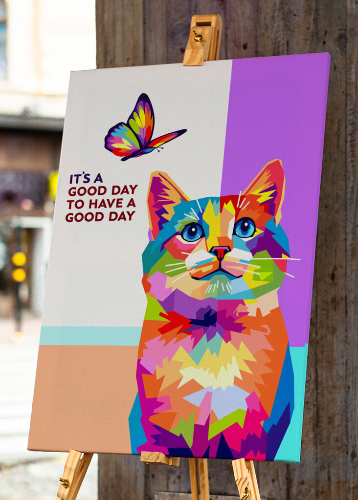 Kot na dzień dobry z motylem