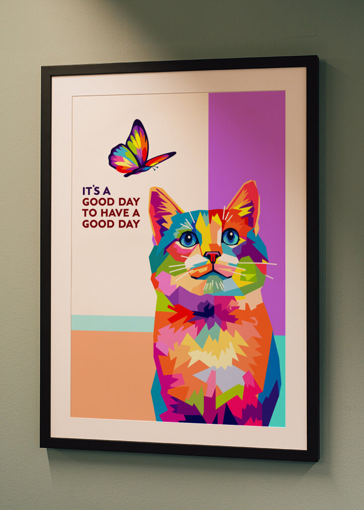 Kot na dzień dobry z motylem