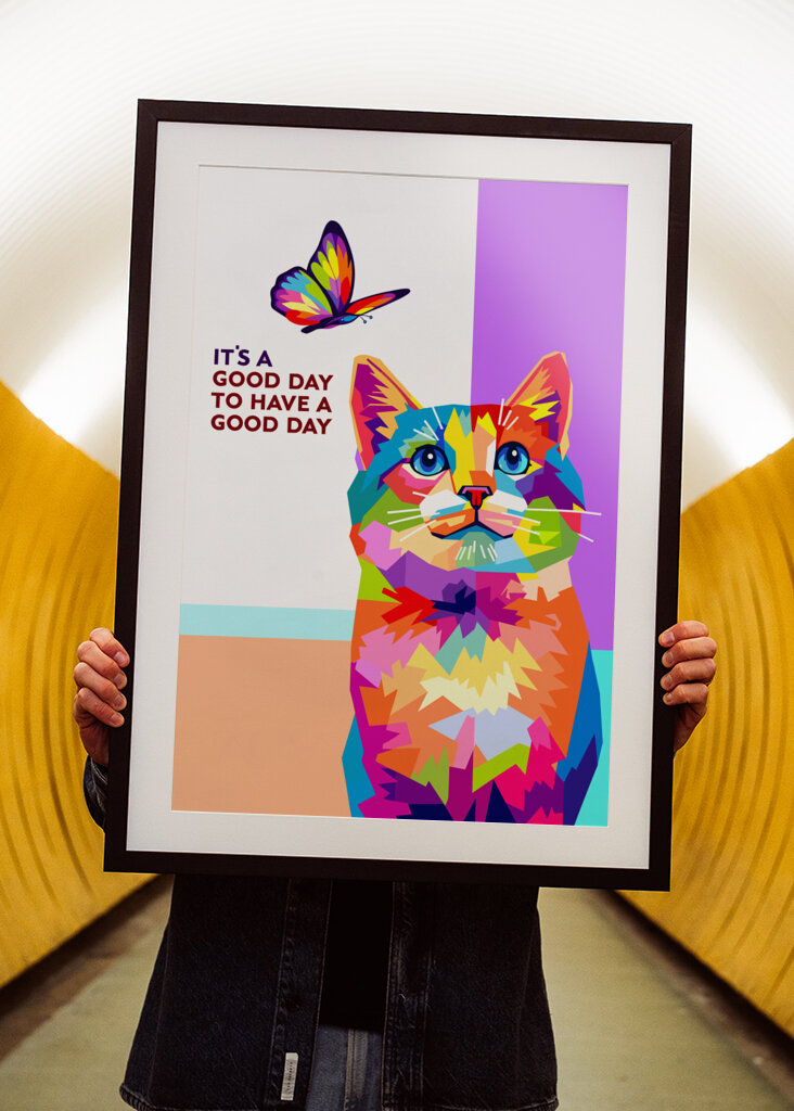 Kot na dzień dobry z motylem