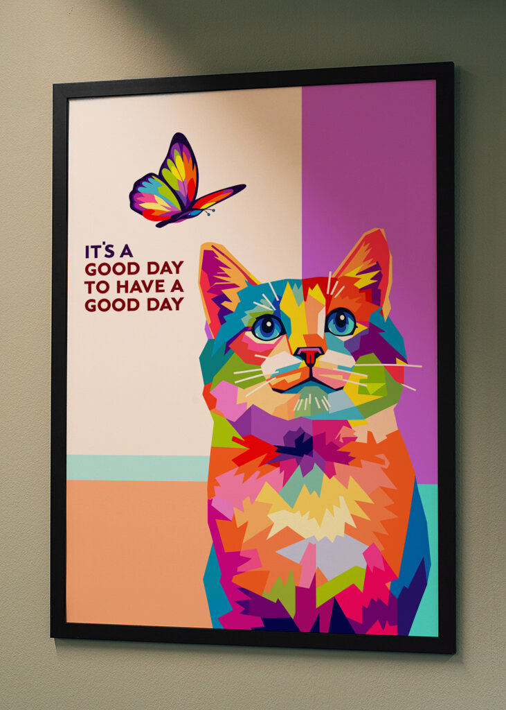 Kot na dzień dobry z motylem