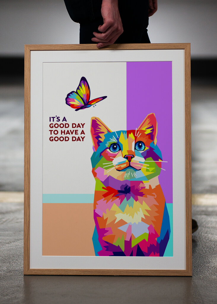 Kot na dzień dobry z motylem