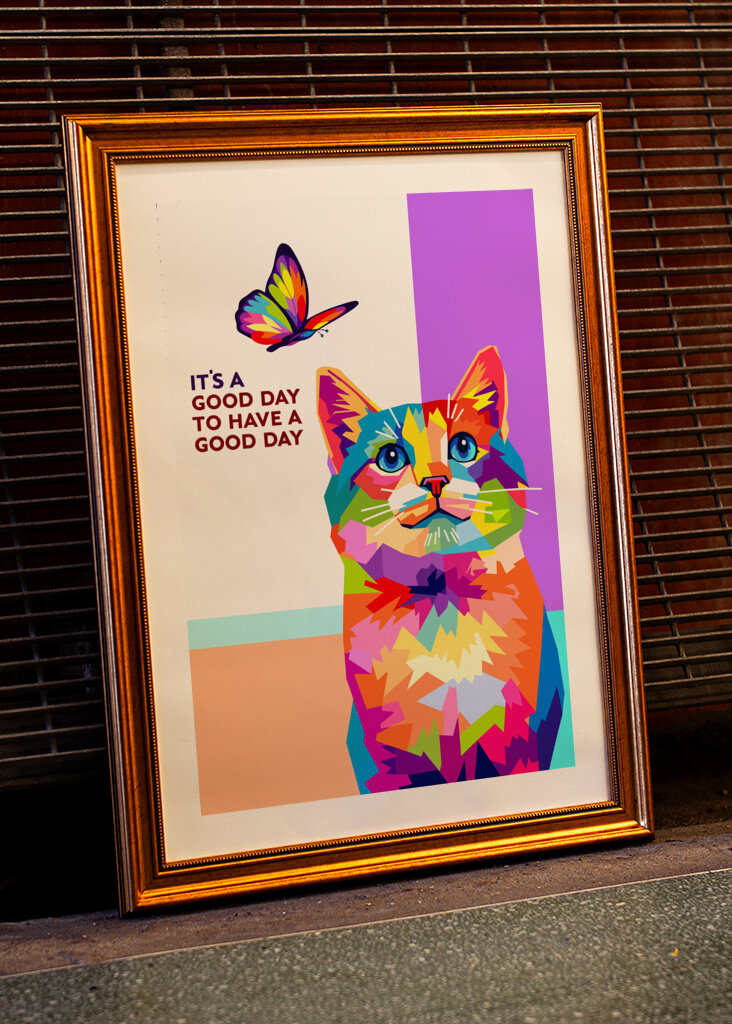 Kot na dzień dobry z motylem