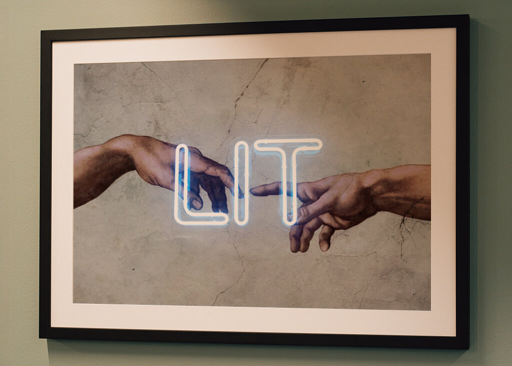 “LIT” – Neon Creation of Adam