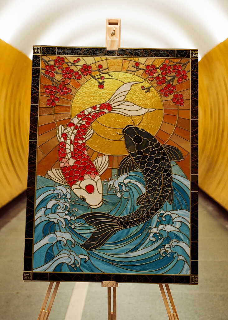 Koi Fish Stained Glass  