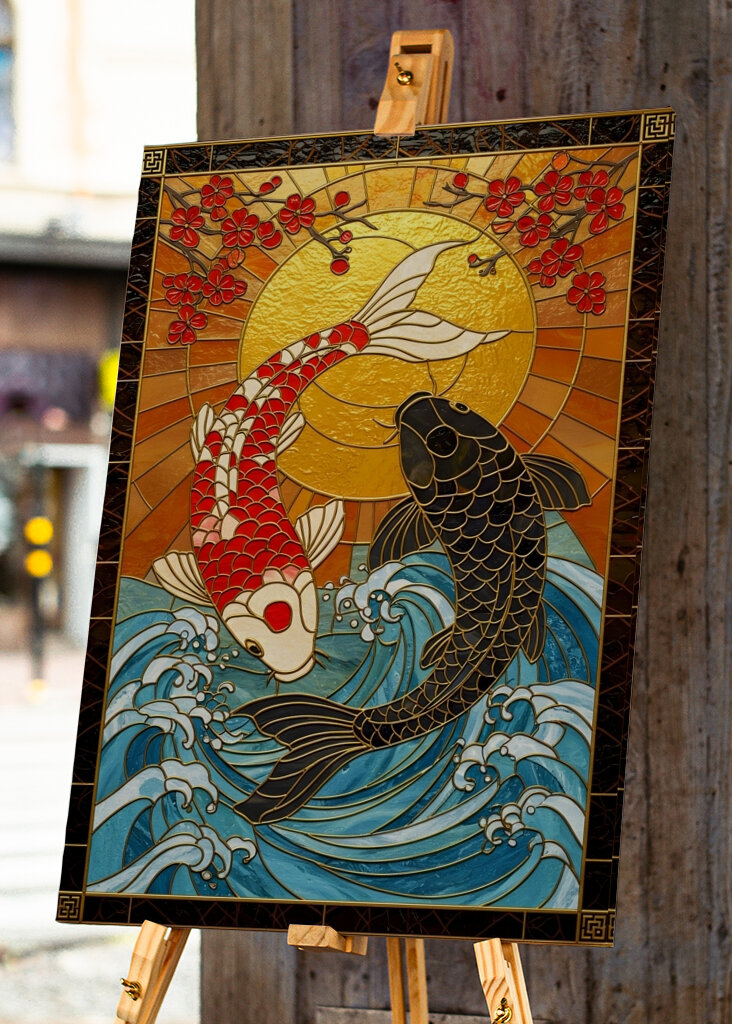 Koi Fish Stained Glass  