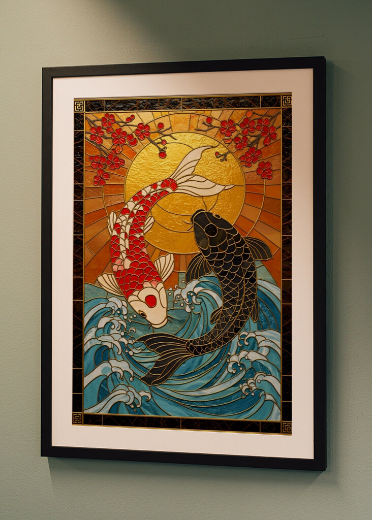 Koi Fish Stained Glass  