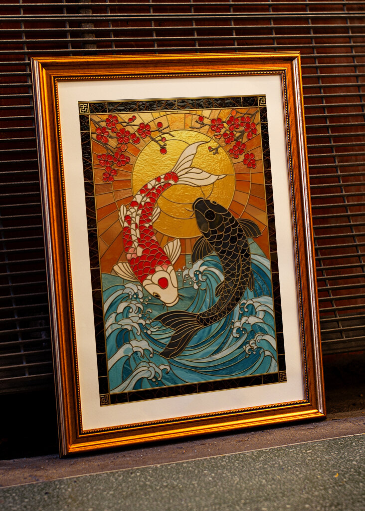 Koi Fish Stained Glass  