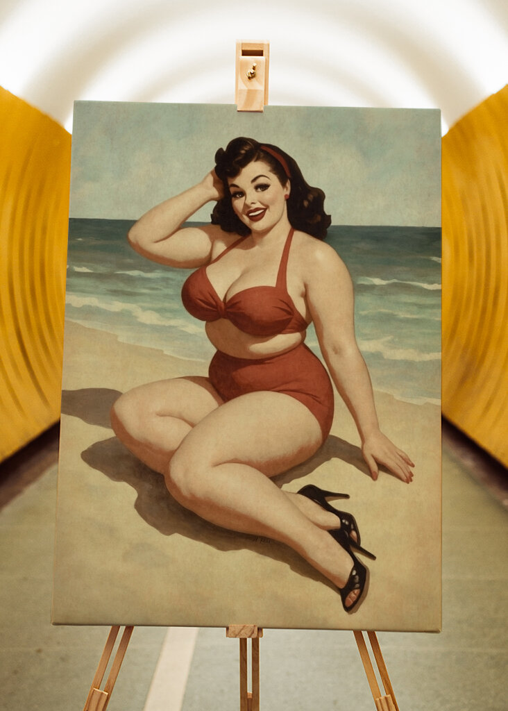 Vintage Pin-Up Dívka, Plážový