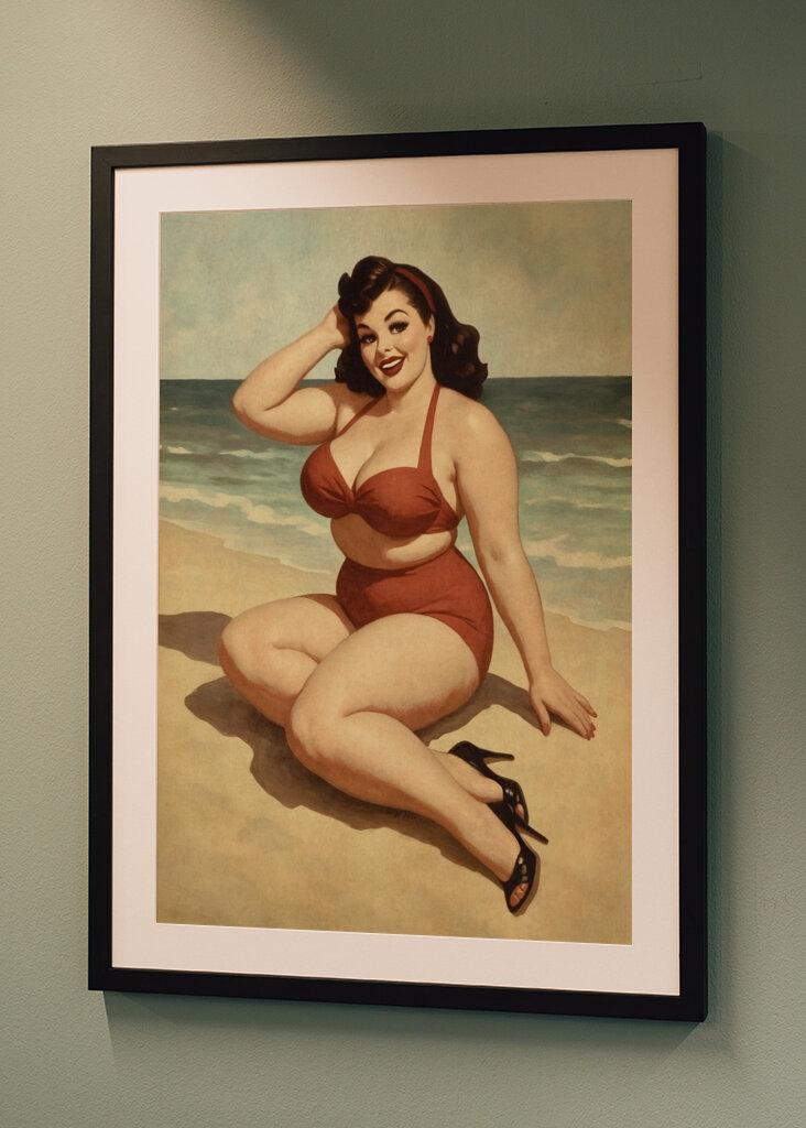 Vintage Pin-Up Dívka, Plážový