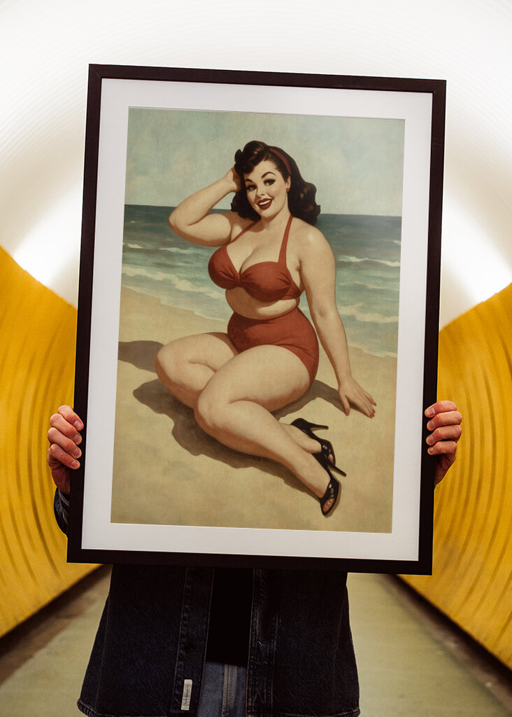 Vintage Pin-Up Dívka, Plážový