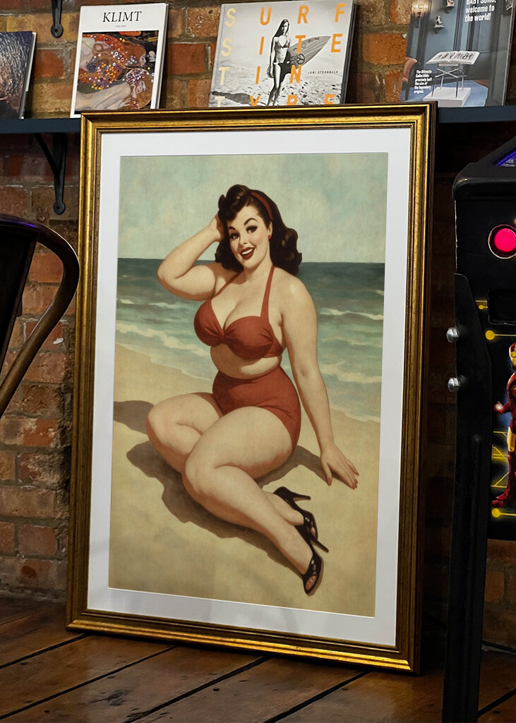 Vintage Pin-Up Dívka, Plážový