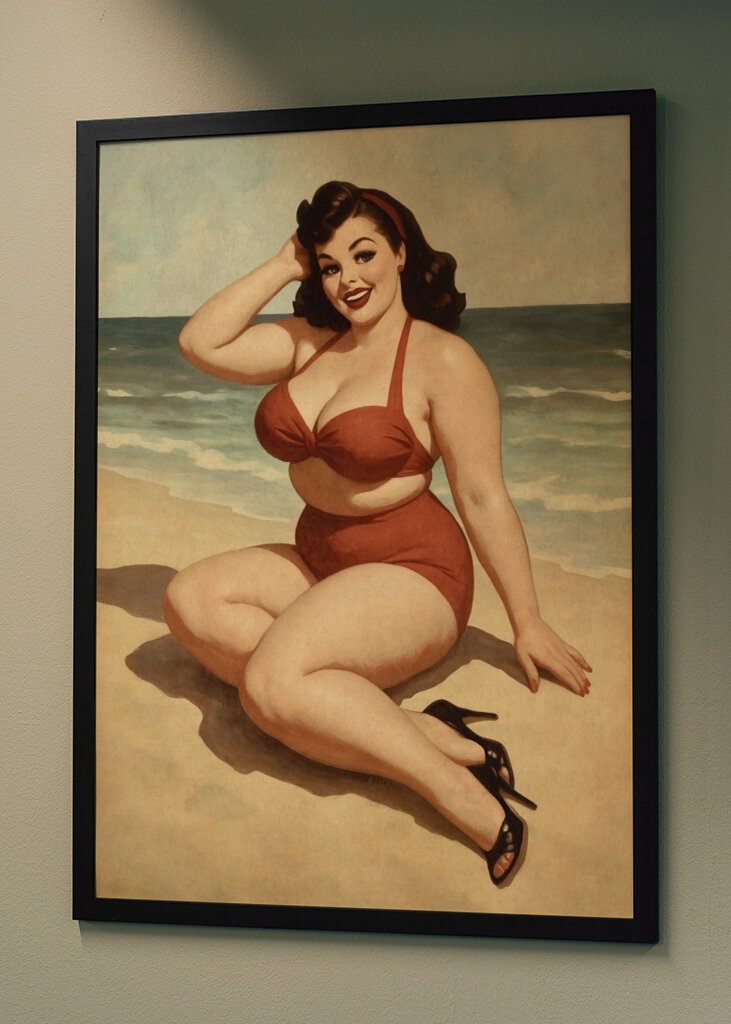 Vintage Pin-Up Dívka, Plážový