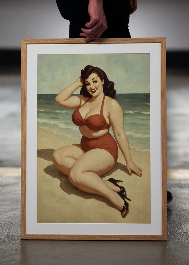 Vintage Pin-Up Dívka, Plážový