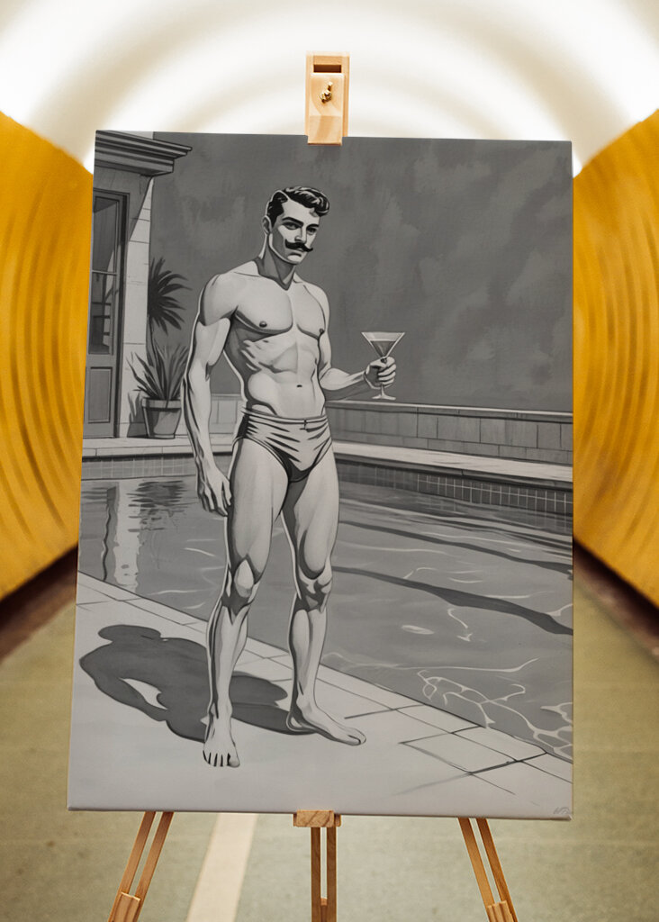 Retro Poolside Male Pin-Up