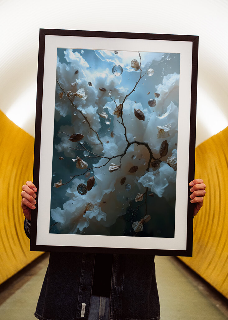 Abstrakt foto hvid og blå