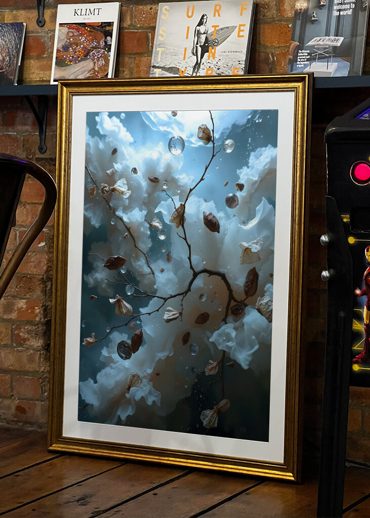 Abstrakt foto hvid og blå