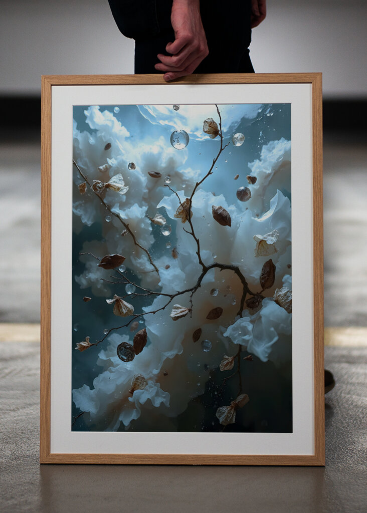 Abstrakt foto hvid og blå