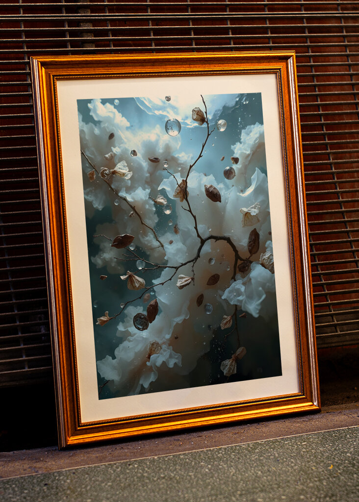 Abstrakt foto hvid og blå