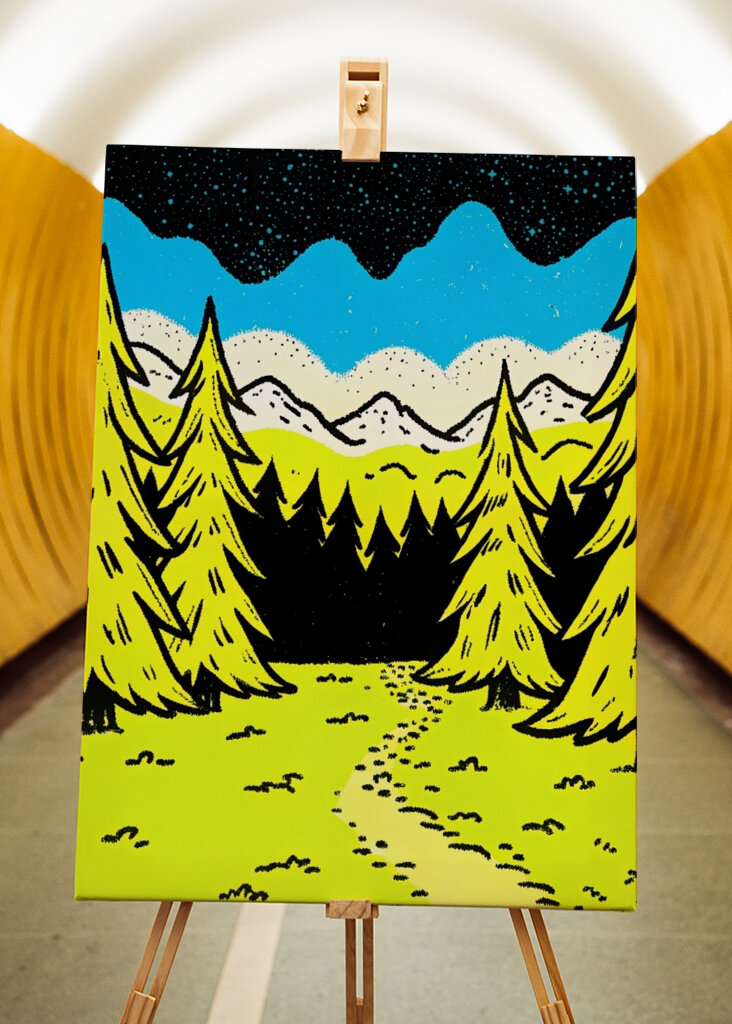 Green pine tree landscape 