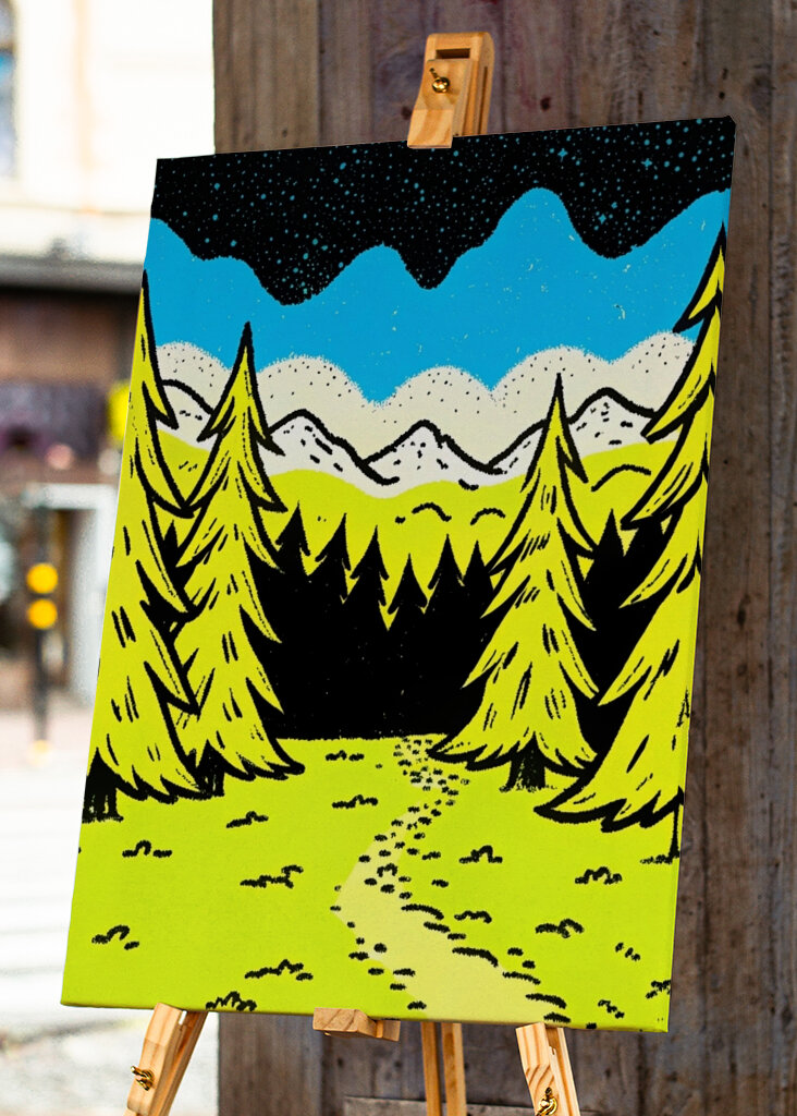 Green pine tree landscape 