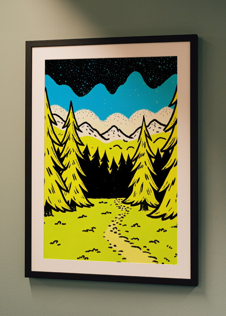 Green pine tree landscape 