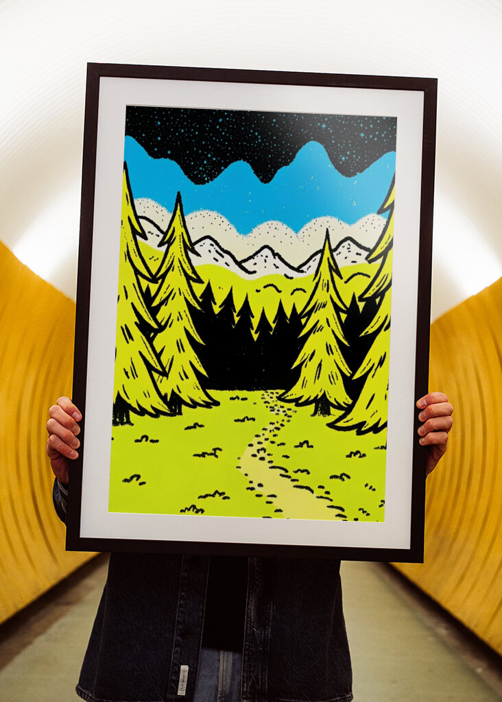 Green pine tree landscape 