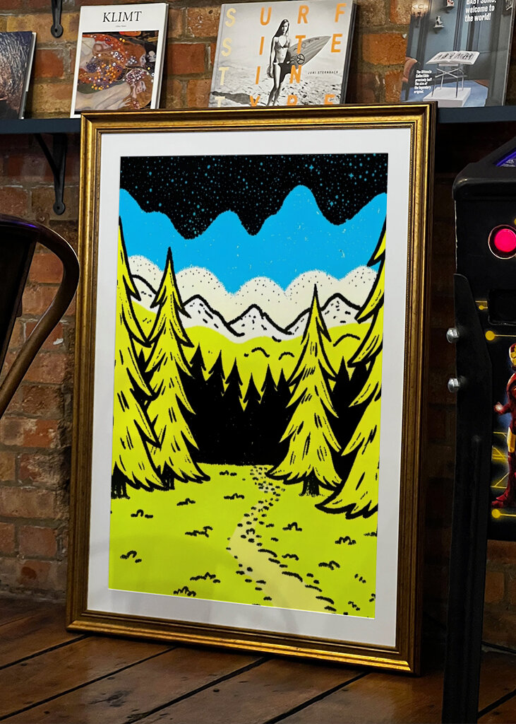 Green pine tree landscape 