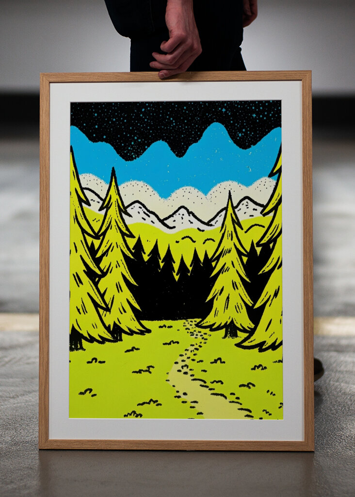 Green pine tree landscape 