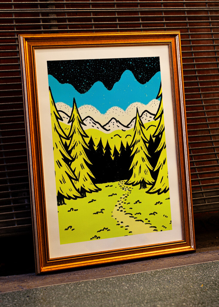 Green pine tree landscape 