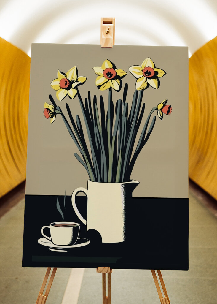 Påskeliljer og kaffekop