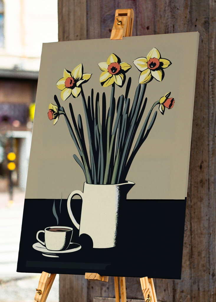 Påskeliljer og kaffekop