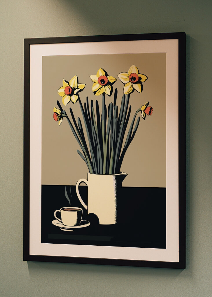 Påskeliljer og kaffekop