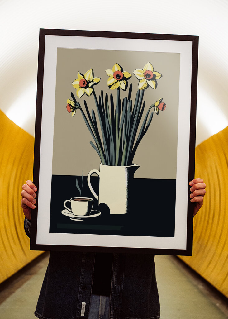 Påskeliljer og kaffekop