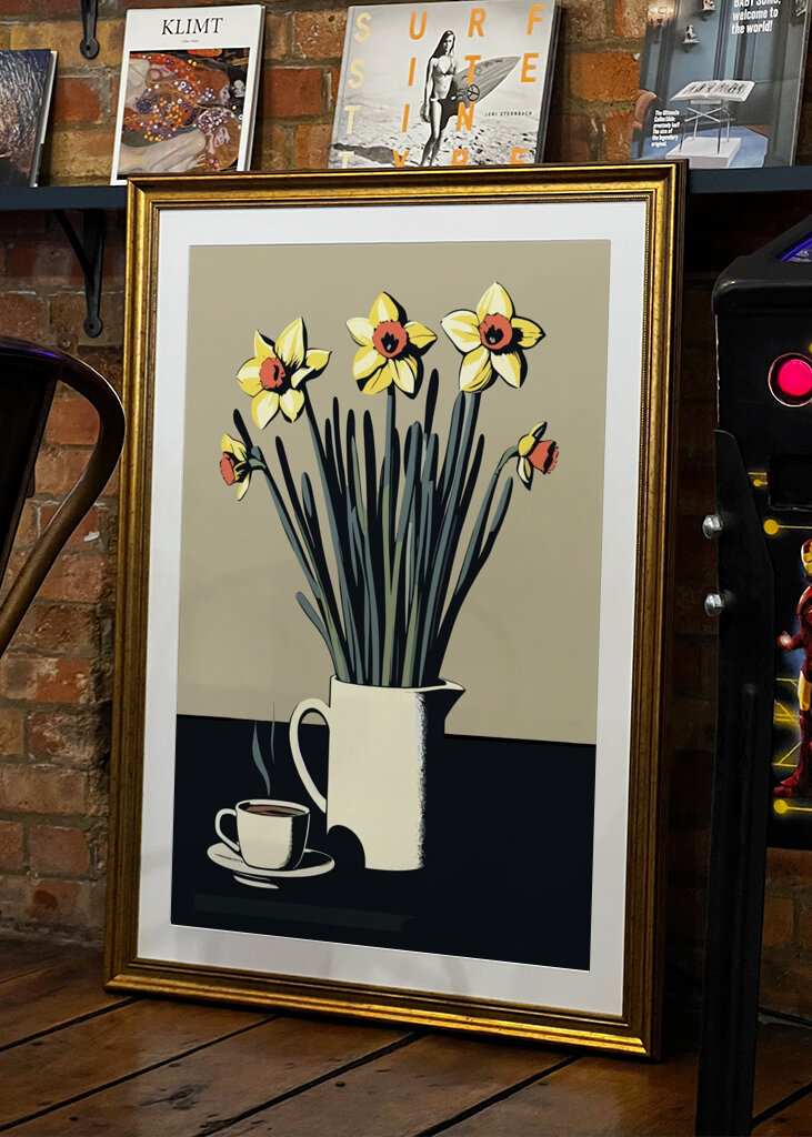 Påskeliljer og kaffekop