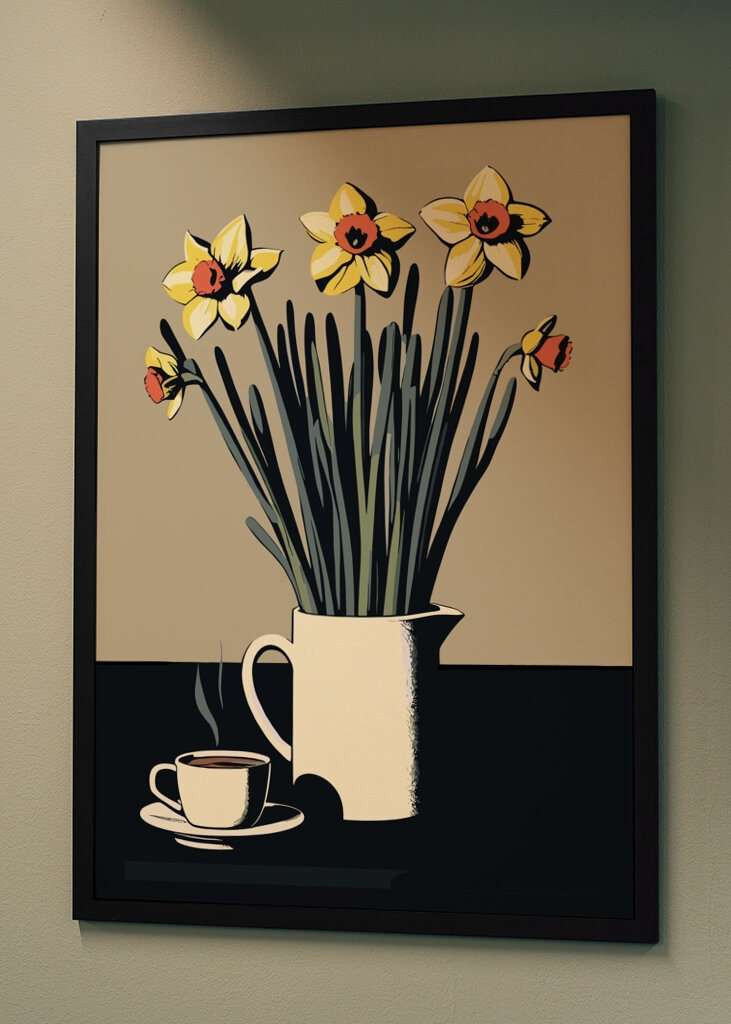 Påskeliljer og kaffekop