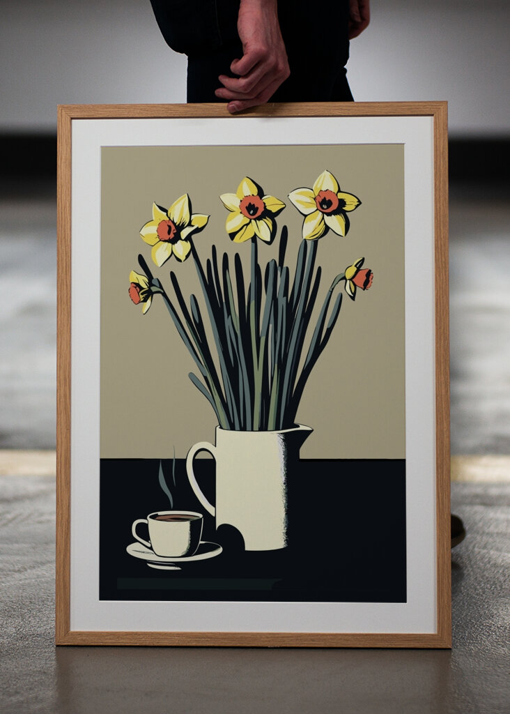 Påskeliljer og kaffekop