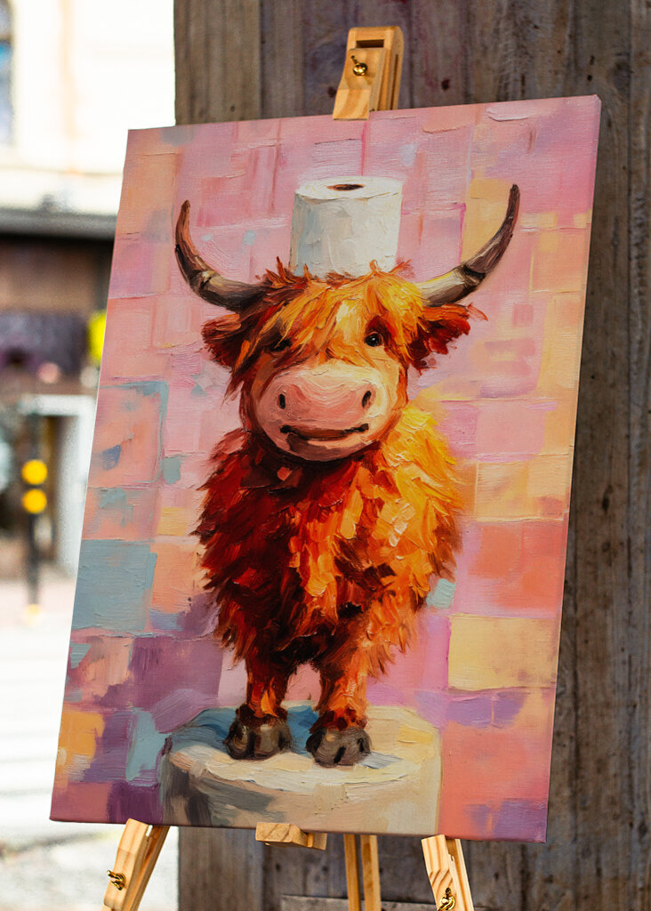 Highland cow roll holder