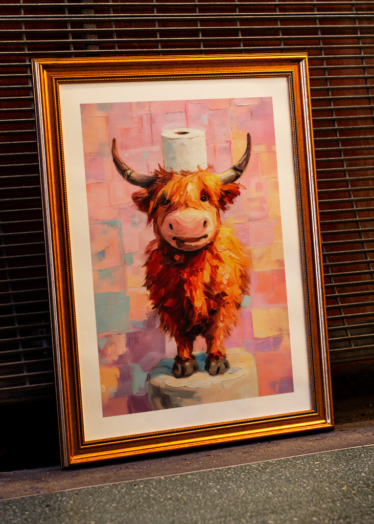 Highland cow roll holder