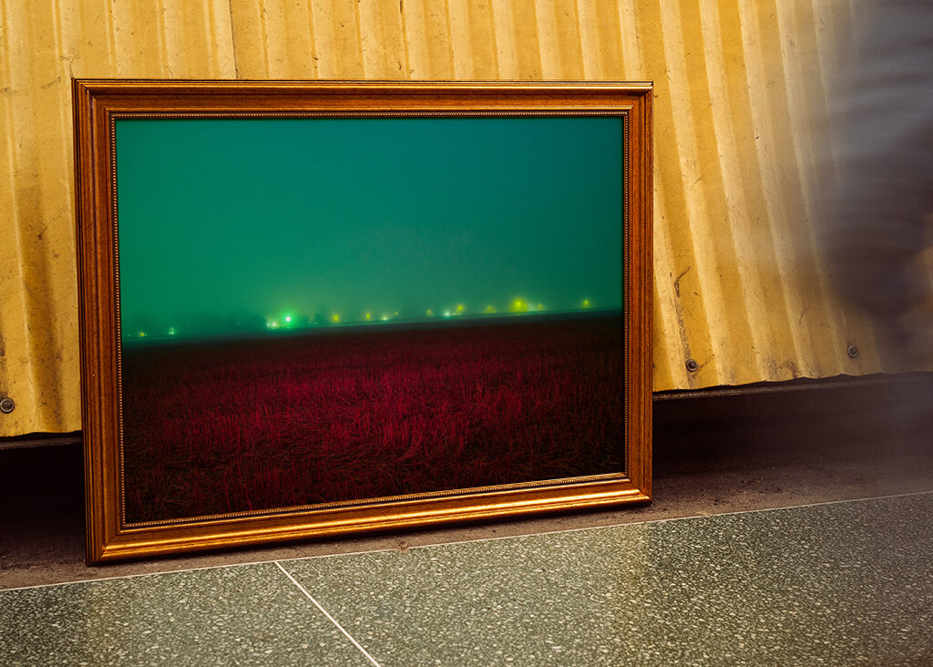 Red field under blue sky