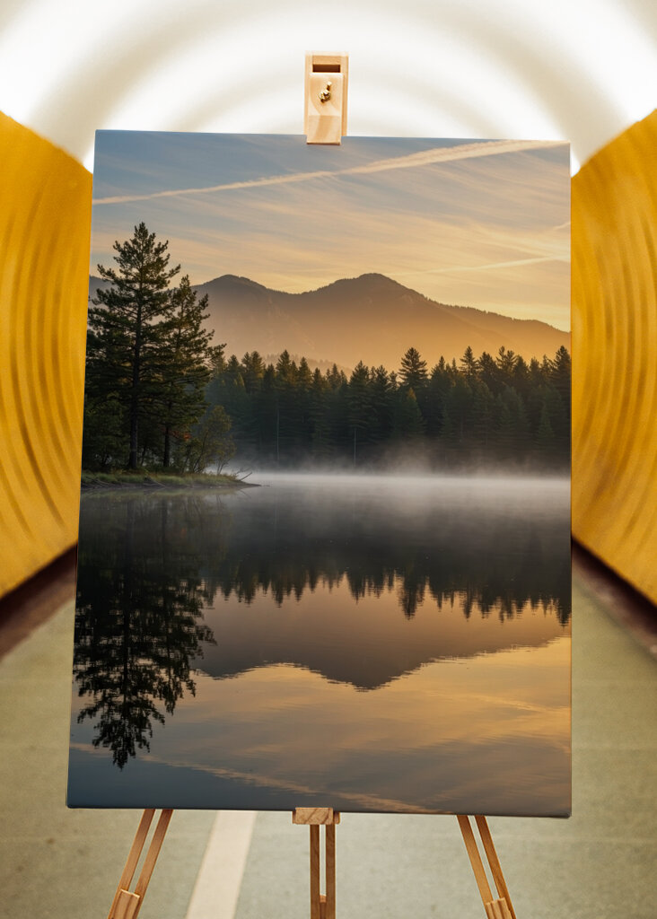 Sunrise Misty Forest Lake